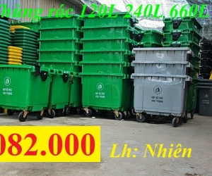  Sỉ lẻ thùng rác nhựa giá rẻ- thùng rác 120L 240L 660L màu xanh