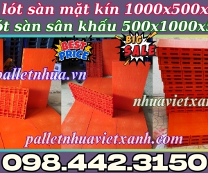 Pallet lót sàn sân khấu mặt kín màu cam KT 1000x500x50mm