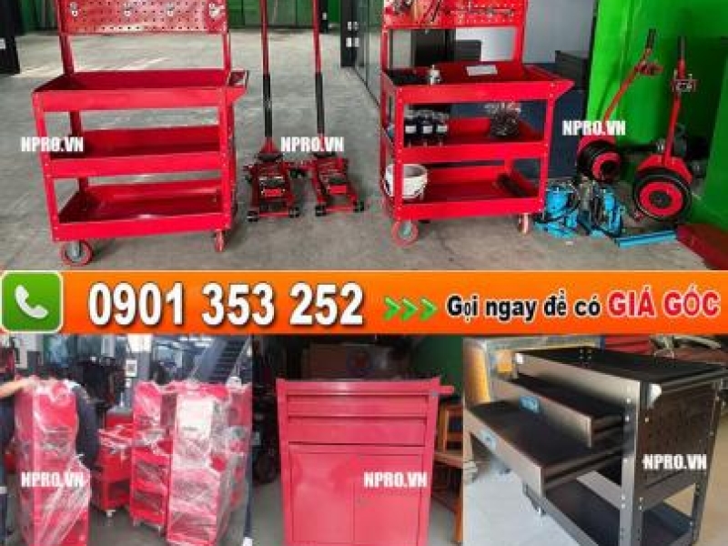 Xe đẩy 3 ngăn,  rất cần thiết tại các garage và tiệm sửa xe máy 