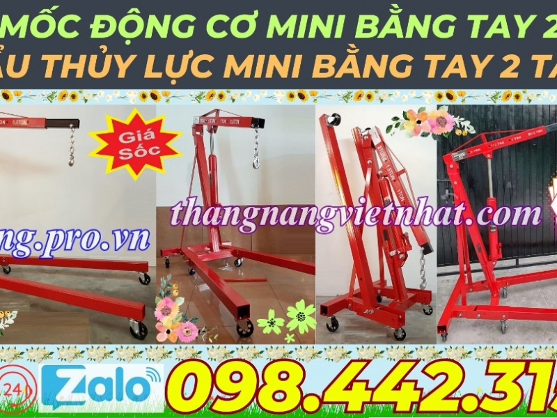 Cẩu thủy lực mini bằng tay 2 tấn