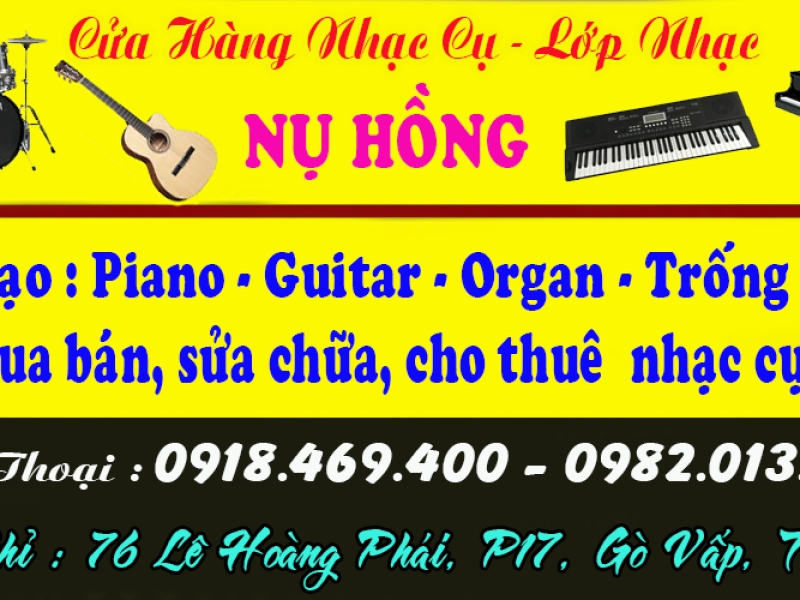Trung tâm đào tạo nhạc cụ : guitar, organ, piano, trống jazz tại tphcm