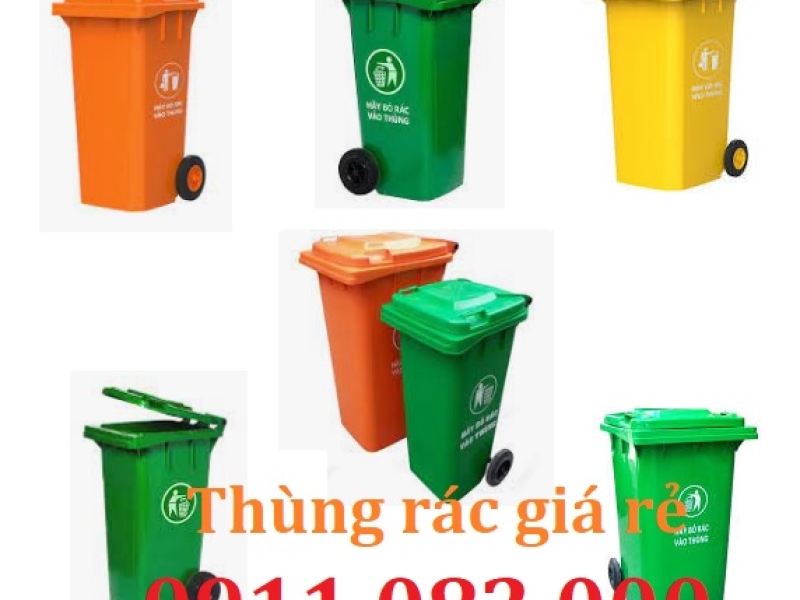  Thùng rác nhựa giá tốt- thùng rác 120l 240l 660l màu xanh, cam giá rẻ