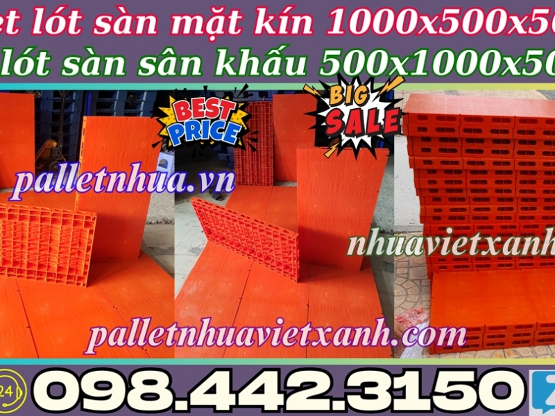 Pallet lót sàn sân khấu mặt kín màu cam KT 1000x500x50mm