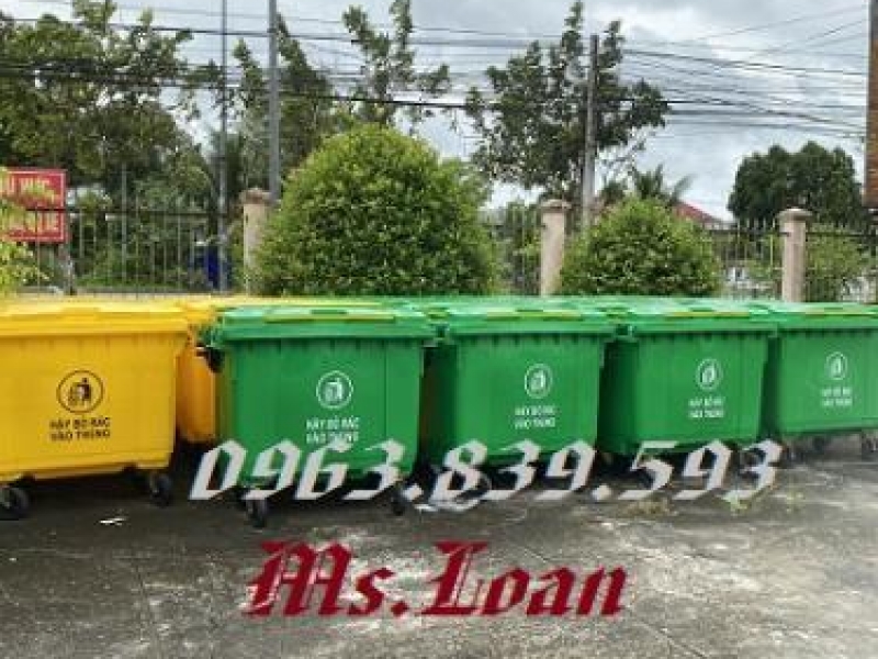 Thùng rác 660L nhựa hdpe có 4 bánh xe giao tận nơi. 0963.839.593 Ms.Loan