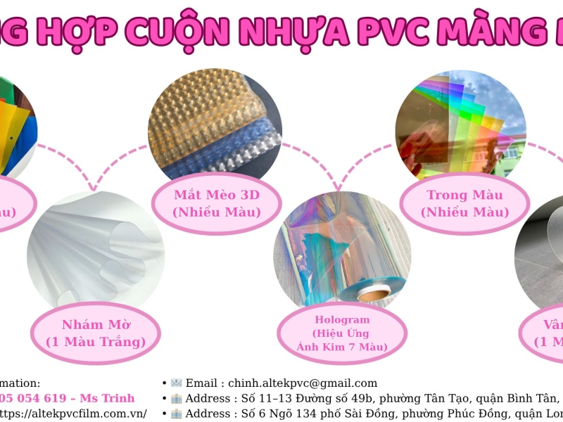 Xưởng phân phối màng nhựa pvc, tổng hợp màng màu