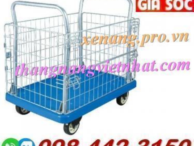 Xe đẩy hàng có lồng thép sàn nhựa 300kg giá rẻ