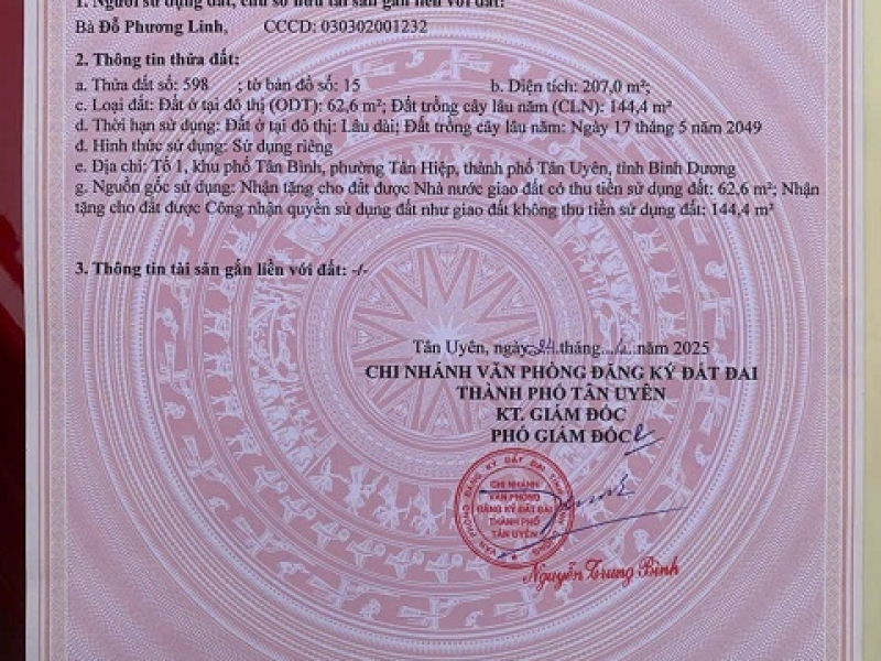 BÁN NHÀ CHÍNH CHỦ NGAY MẶT TIỀN ĐƯỜNG NGUYỄN KHUYẾN – TÂN UYÊN,
