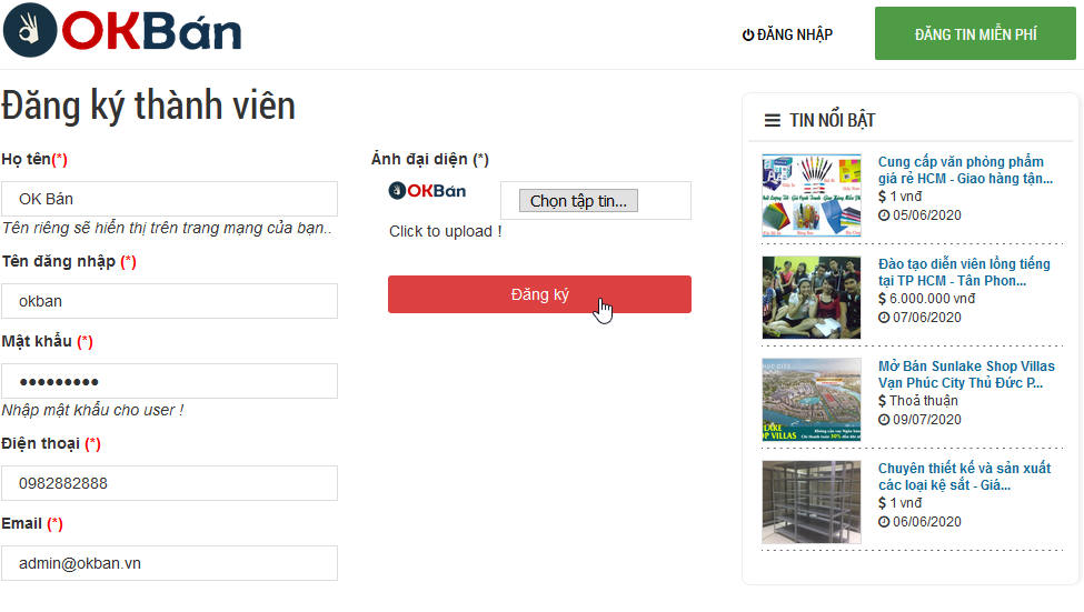 Hướng dẫn đăng ký tài khoản okban.vn