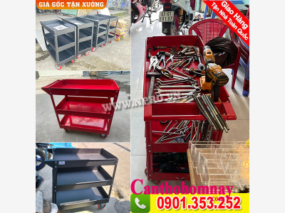 Xe đẩy 3 ngăn, rất cần thiết tại các garage và tiệm sửa xe máy