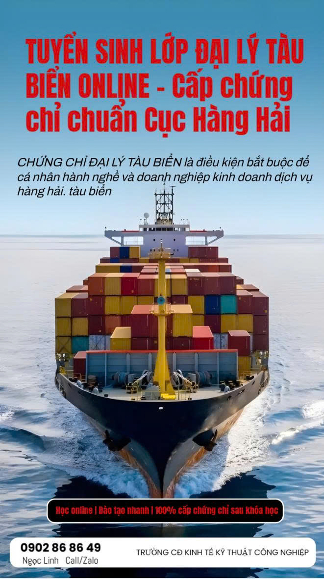 Đào tạo, Cấp chứng chỉ ĐẠI LÝ TÀU BIỂN