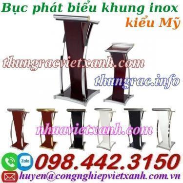 Bục phát biểu khung inox thân gỗ kiểu Mỹ