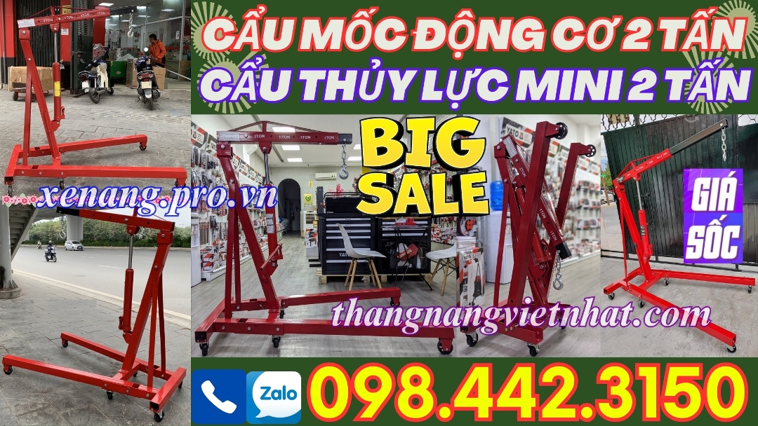 Cẩu thủy lực mini bằng tay 2 tấn