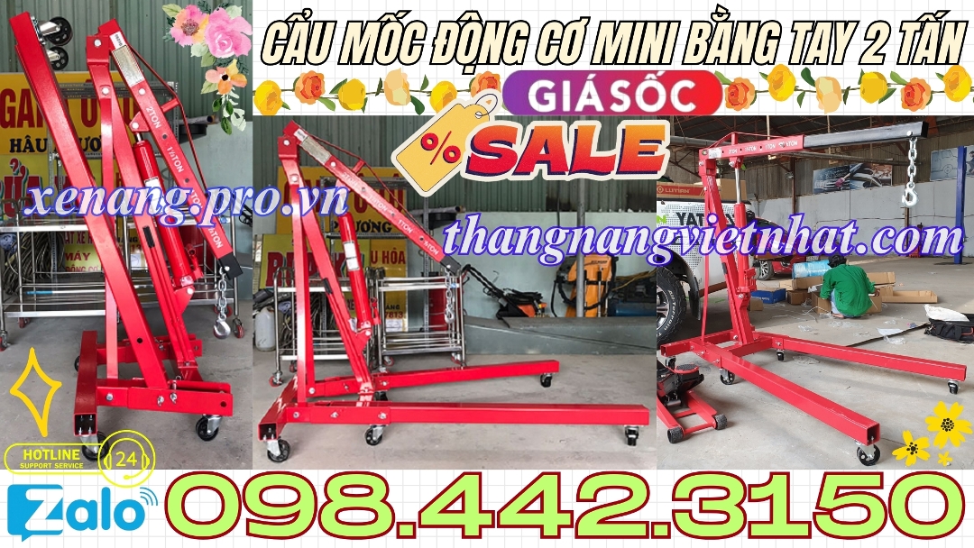 Cẩu thủy lực mini bằng tay 2 tấn