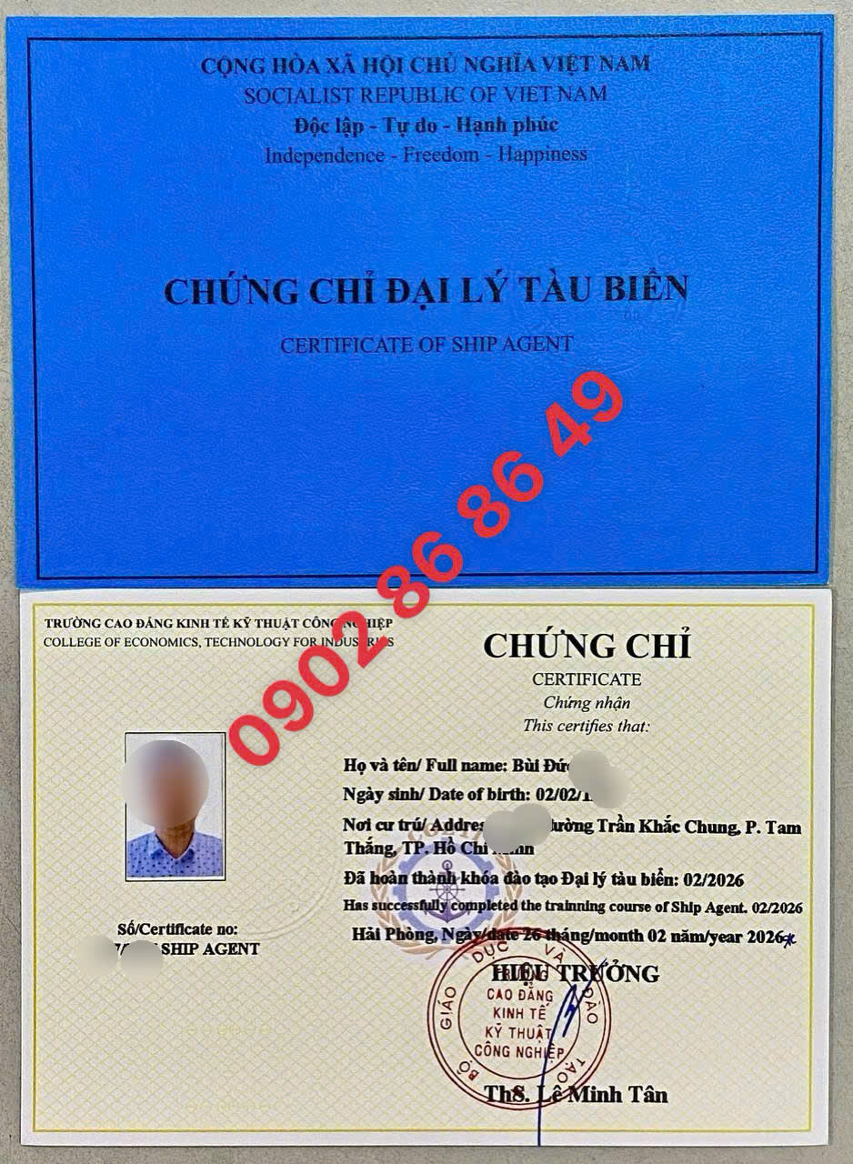 Đào tạo, Cấp chứng chỉ ĐẠI LÝ TÀU BIỂN