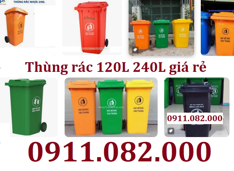 Thùng rác hàng nhập khẩu giá rẻ, thùng rác 120l 240l màu xanh