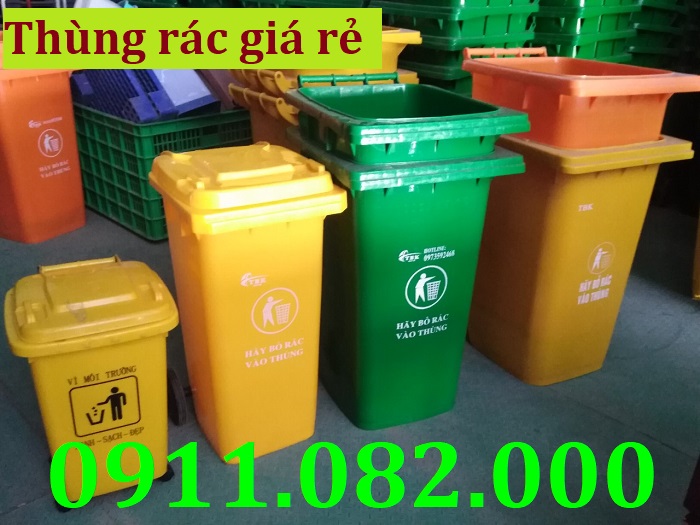 Thùng rác nhựa giá tốt- thùng rác 120l 240l 660l màu xanh, cam giá rẻ