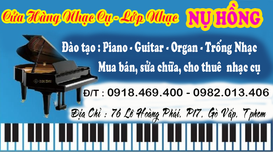 Trung tâm đào tạo nhạc cụ : guitar, organ, piano, trống jazz tại tphcm