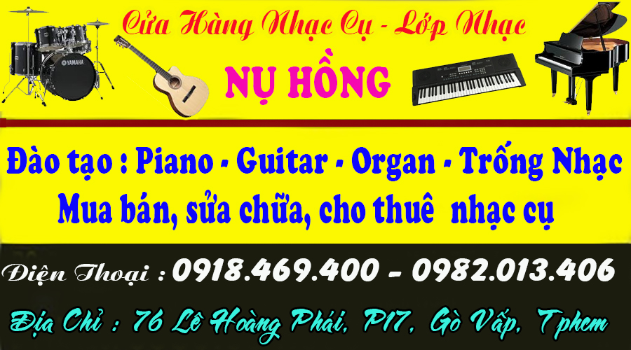 Trung tâm đào tạo nhạc cụ : guitar, organ, piano, trống jazz tại tphcm