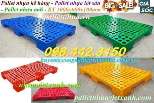 Pallet nhựa lót sàn kho 1000x600x100mm giá rẻ