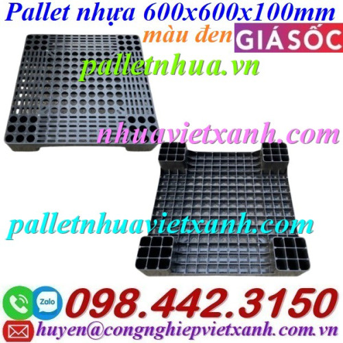 Pallet nhựa kê hàng 600x600x100mm màu đen