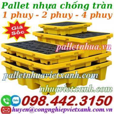 Pallet nhựa chống tràn dầu - hóa chất 1 phuy - 2 phuy - 4 phuy