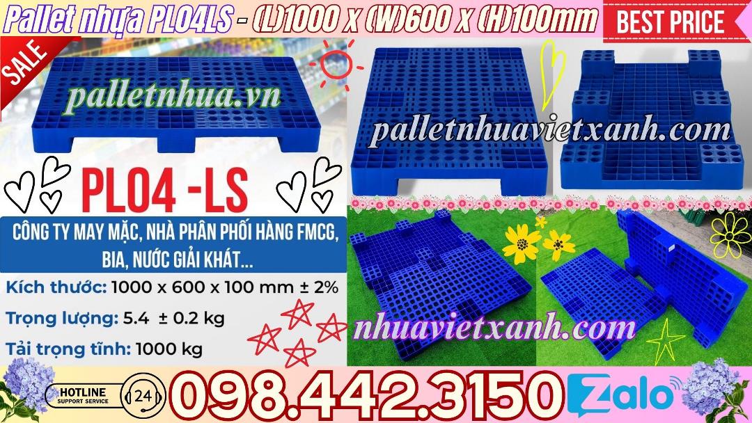 Pallet nhựa kê hàng 1000x600x100mm PL04LS