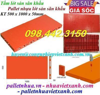 Pallet sân khấu 500x1000x50mm mặt liền màu cam