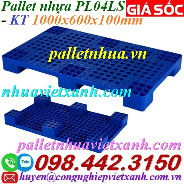 Pallet nhựa kê hàng 1000x600x100mm PL04LS