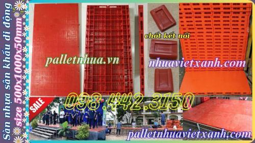 Pallet nhựa làm sàn sân khấu KT 500x1000x50mm