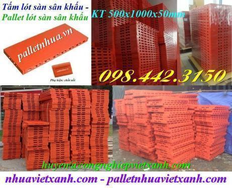 Pallet sân khấu 500x1000x50mm mặt liền màu cam