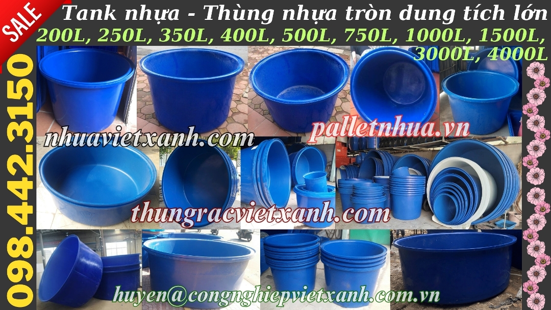 Tank nhựa tròn dung tích lớn 200 lít đến 4000 lít