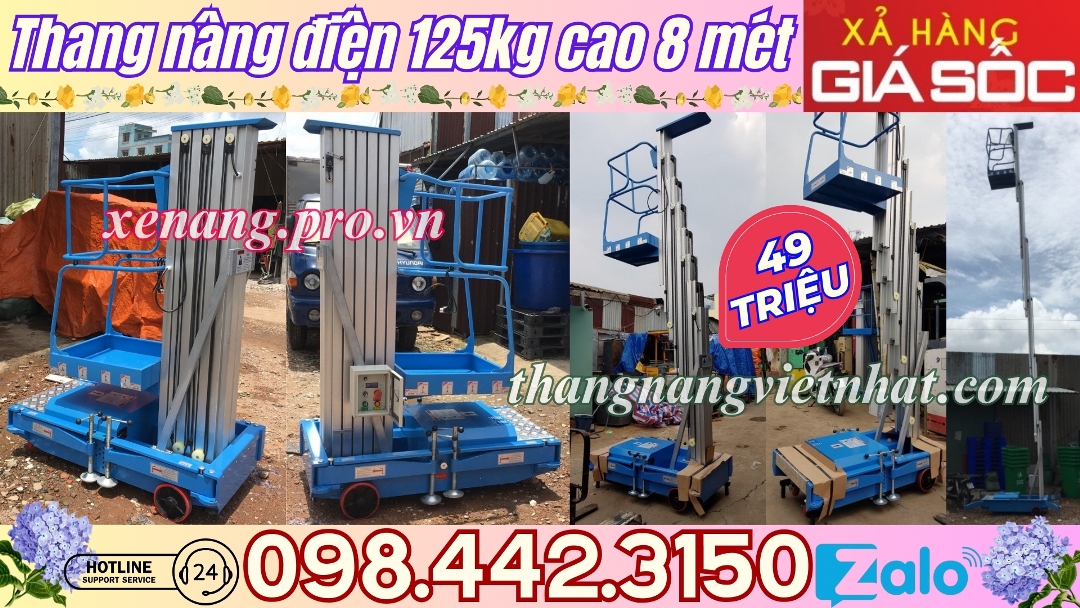 THANH LÝ XẢ HÀNG giá cực sốc - thang nâng điện đơn 125kg nâng cao 8 mét