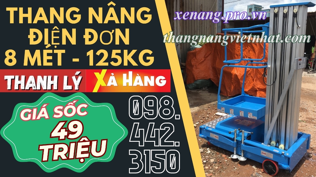 THANH LÝ XẢ HÀNG giá cực sốc - thang nâng điện đơn 125kg nâng cao 8 mét