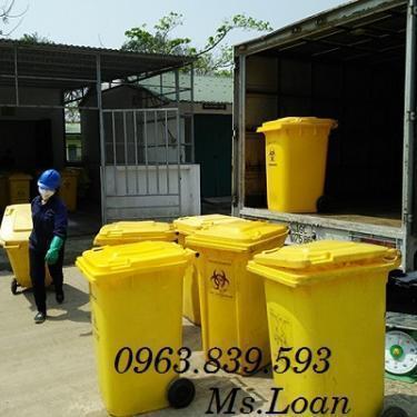 Bán thùng rác hdpe 240lit màu vàng rẻ toàn quốc. Lh 0963.839.593 Ms.Loan