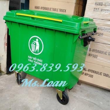 Thùng rác 660L nhựa hdpe có 4 bánh xe giao tận nơi. 0963.839.593 Ms.Loan