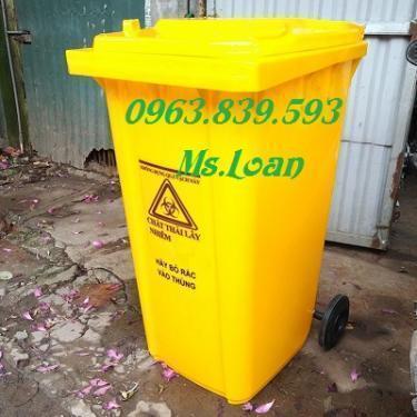 Bán thùng rác hdpe 240lit màu vàng rẻ toàn quốc. Lh 0963.839.593 Ms.Loan