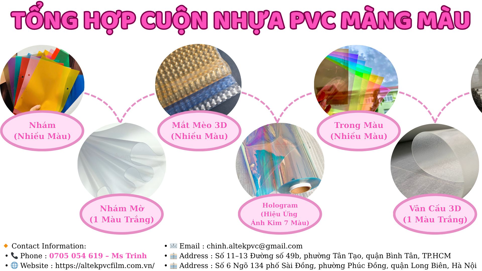 Xưởng phân phối màng nhựa pvc, tổng hợp màng màu