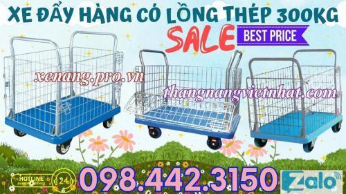 Xe đẩy hàng có lồng thép sàn nhựa 300kg giá rẻ