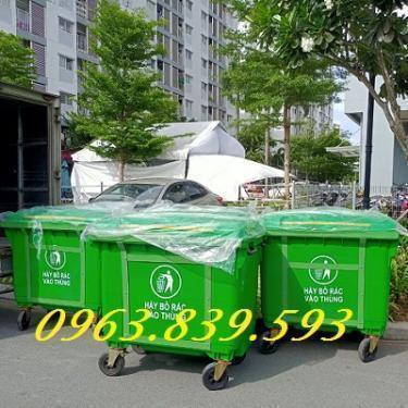 Thùng rác 660L nhựa hdpe có 4 bánh xe giao tận nơi. 0963.839.593 Ms.Loan