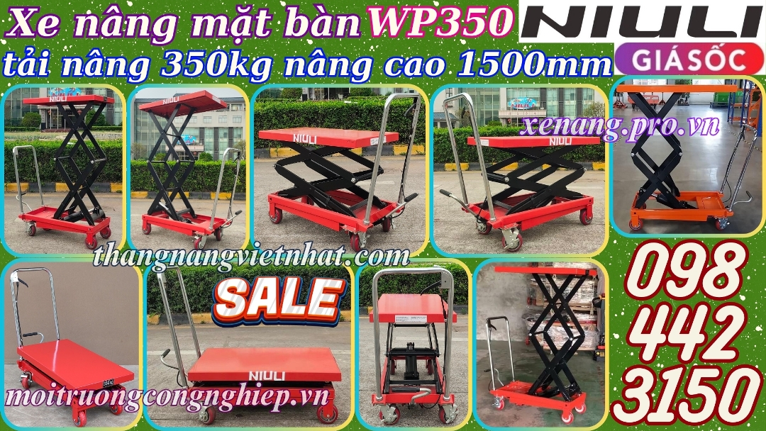 Xe nâng mặt bàn 350kg nâng cao 1500mm WP350 NIULI