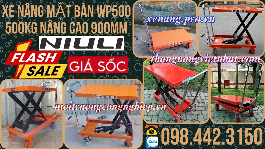 Xe nâng mặt bàn 500kg nâng cao 900mm WP500 NIULI