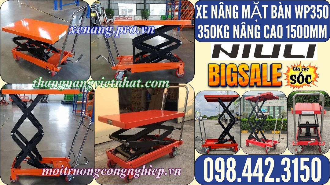 Xe nâng mặt bàn 350kg nâng cao 1500mm WP350 NIULI
