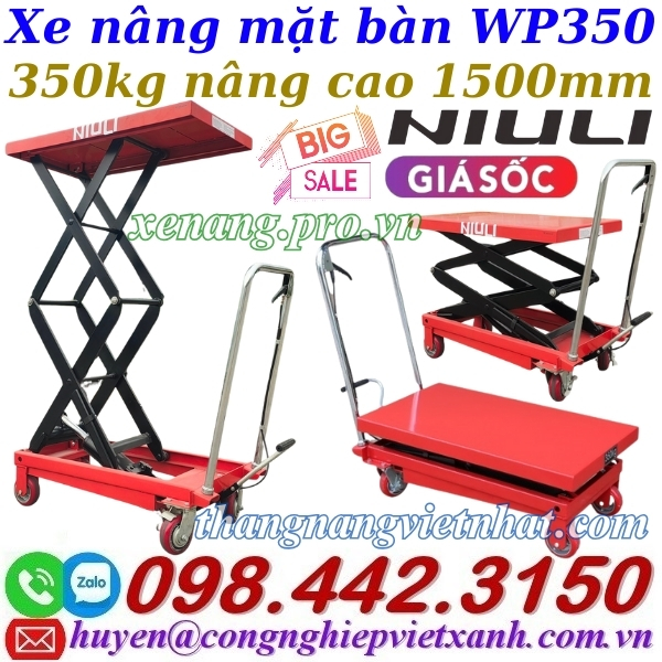 Xe nâng mặt bàn 350kg nâng cao 1500mm WP350 NIULI