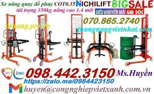 Xe nâng quay đổ phuy 350kg nâng cao 1.4 mét COT-0.35 NICHILIFT