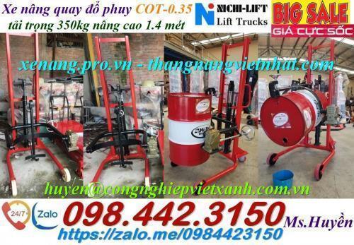 Xe nâng quay đổ phuy 350kg nâng cao 1.4 mét COT-0.35 NICHILIFT