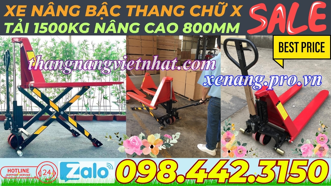 Xe nâng tay cắt kéo 1.5 tấn nâng cao 800mm - xả kho giá sốc