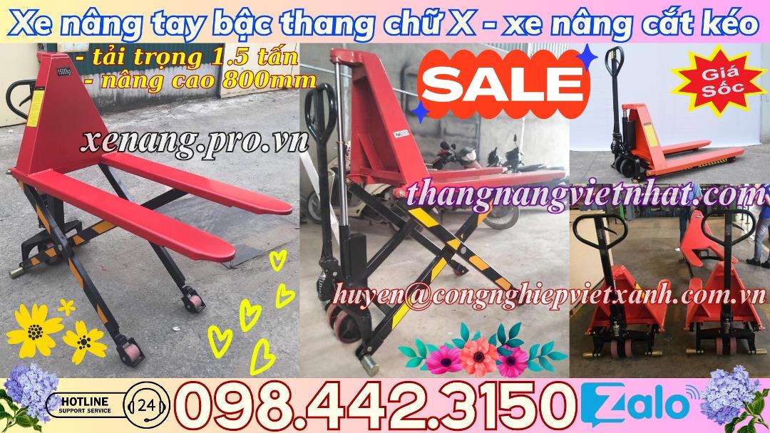 Xe nâng tay cắt kéo 1.5 tấn nâng cao 800mm - xả kho giá sốc