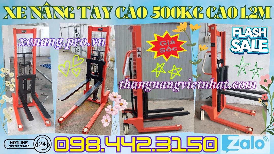 Xe nâng tay cao 500kg nâng cao 1200mm - xả kho giá sốc