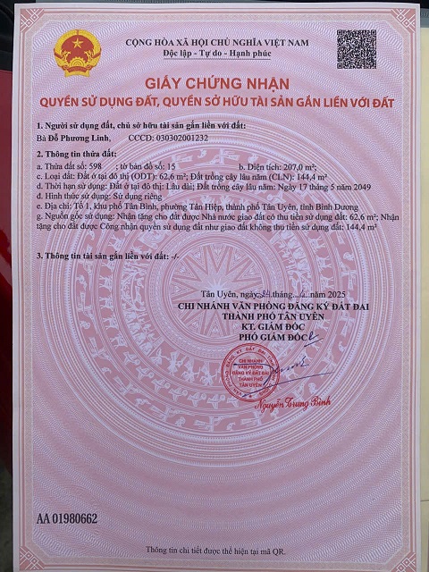 BÁN NHÀ CHÍNH CHỦ NGAY MẶT TIỀN ĐƯỜNG NGUYỄN KHUYẾN – TÂN UYÊN,